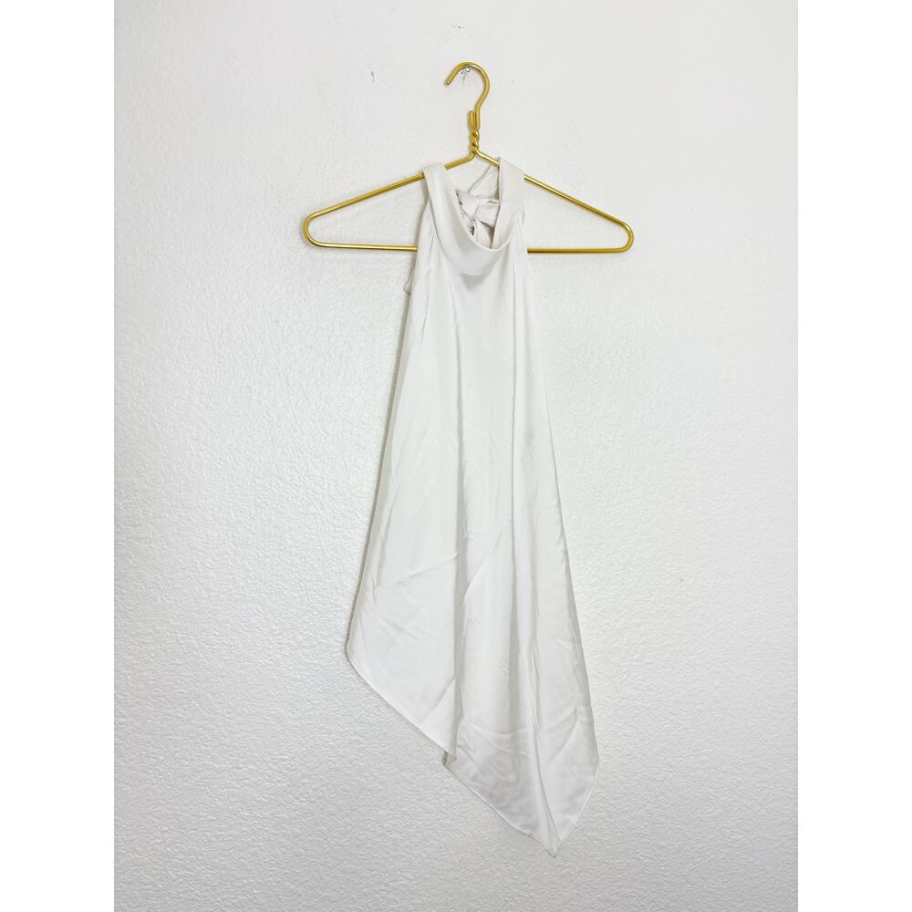 Zara White Asymmetric Satin Halter Top Size XXL Open Back 4772/137 Sexy Party - Picture 3 of 14